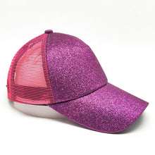 Load image into Gallery viewer, 2018 Glitter CC Paardenstaart Baseball Cap Rommelige Knot Zomer Mesh Caps voor Vrouwen Pailletten Shine Snapback Hoeden Hiphop Trucker Dad Hoed