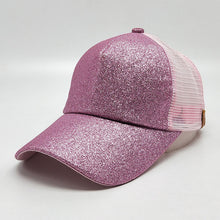 Load image into Gallery viewer, 2018 Glitter CC Paardenstaart Baseball Cap Rommelige Knot Zomer Mesh Caps voor Vrouwen Pailletten Shine Snapback Hoeden Hiphop Trucker Dad Hoed